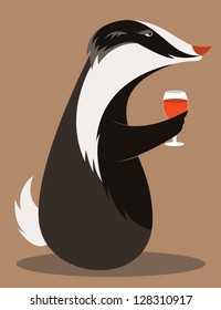 Old Badger tasting red wine.