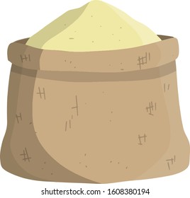 Old bag. Storage and packing of cargo and grain. sack package for things. Cartoon flat illustration. Element of village and of middle ages. County Gray Burlap