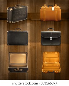 Old baggage, vector set on background