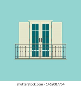 Old balcony and minimalism. Flat vector illustration.