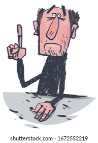 Old bald man. Comic character. Vector illustration