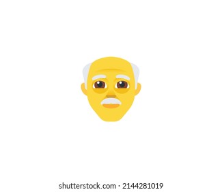 Old Bald Man Vector Isolated Character. Old Man Icon