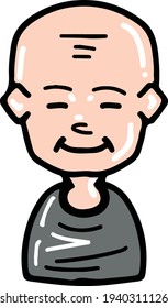 old bald men illustration. elderly graphic design vector cartoon hand-drawn. 