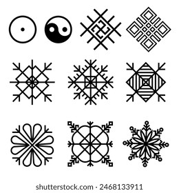 Old Baltic Folk ancient symbols collection, vector signs set