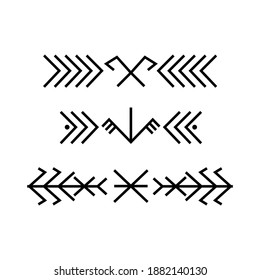 Old baltic Folk linear ornament borders. Ethnic sacred cross ornamental symbol. Ancient latvian lithuanian estonian traditional sign. Vector illustration.