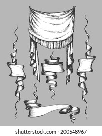 Old banners, ribbons and manuscripts set, vector illustration