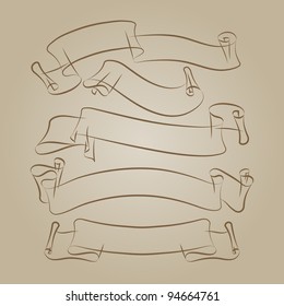 Old Banners ribbons painted line (vector) for your design project
