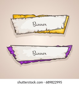 Old banners vector collection. Vintage torn paper and labels.