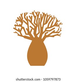 Old baobab tree icon. Vector illustration.