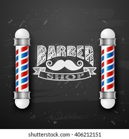 old barber pole sign. Gentleman barber shop. vintage design template. Mustaches