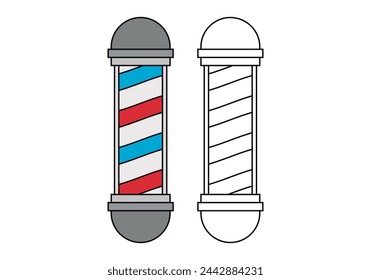 Old barbershop cylinder icon on white background.