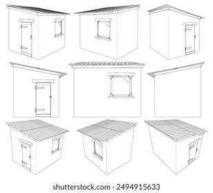 Old Barn Wood House Vector 01. An Illustration Of a Vintage Small House Isolated On A White Background.