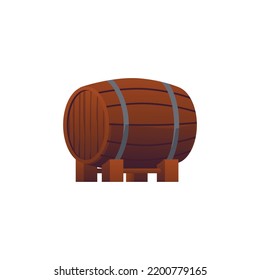 Barril de cerveza, ilustración vectorial plana aislada en fondo blanco. Barril de madera retro para la fabricación y almacenamiento de alcohol. Tapón tradicional de cerveza, símbolo del festival Oktoberfest.