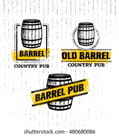 Old Barrel Creative Vector Sign. Stamp Design Element Concept On Grunge Distressed Background