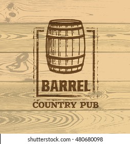 Old Barrel Creative Vector Sign. Stamp Design Element Concept On Grunge Distressed Background