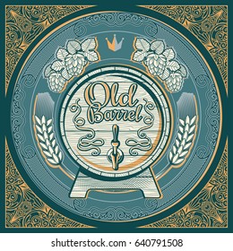 Old barrel decorative emblem