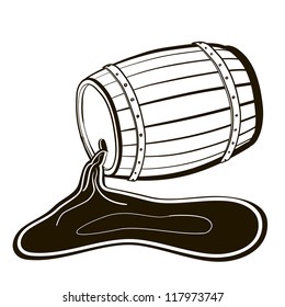 Old Barrel and a wine pool. A children's sketch