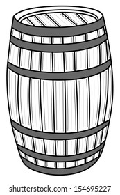 old barrel, wooden barrel, vector illustration