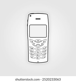 old basic phone outline white screen vector background
