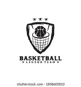 Old basketball logo design vector template
