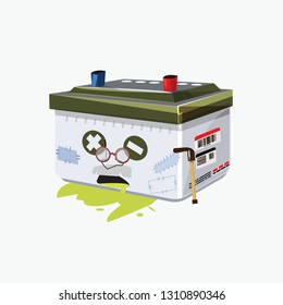 old battery cartoon character - vector illustration