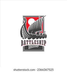 Old Battleship Wooden Sailship Logo Design Vector Image