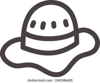 Old beach hat, illustration, vector on a white background