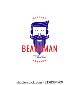 Old Beard And Hairstylist Logo Design Vintage