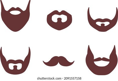 old beard silhouettes set of 6 forms