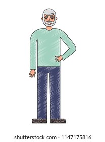 old bearded man standing character