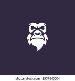 old bearded monkey gorilla face vector logo design