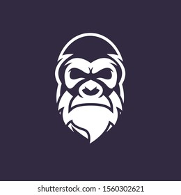 old bearded monkey gorilla face vector logo design