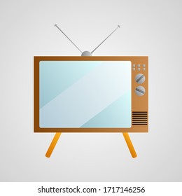 Old beautiful retro hipster tv for watching movies from the 70s, 80s, 90s on a white background.