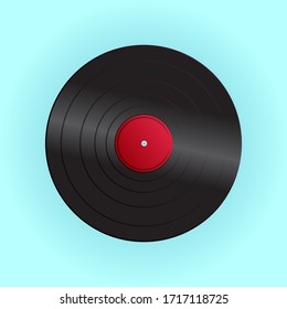 Old beautiful retro hipster vinyl record from the 70s, 80s, 90s on a blue background.