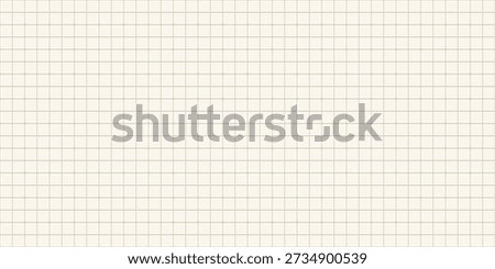 Old beige square notebook paper seamless pattern. Squared grid texture with brown lines. Paper math mesh sheet seamless background. Vector illustration isolated on white background.