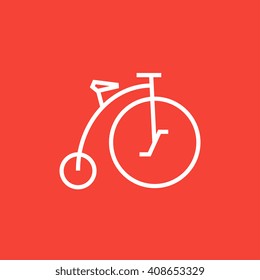 Vieja bicicleta con un icono de la línea de la gran rueda.