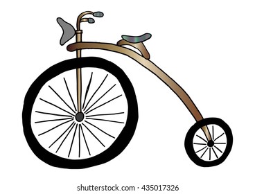 Old Bicycle. Doodle Style.