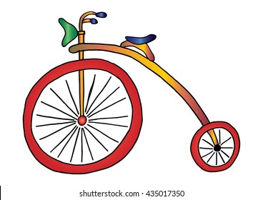 Old Bicycle. Doodle Style.