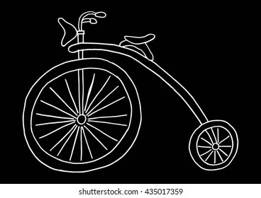 Old Bicycle. Doodle Style.