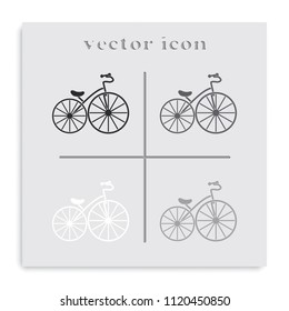 Old bicycle flat black and white vector icon.