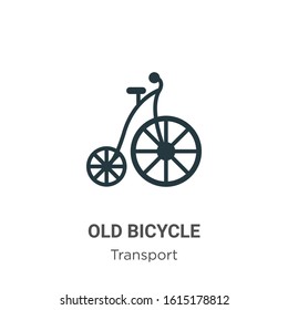 Old bicycle glyph icon vector on white background. Flat vector old bicycle icon symbol sign from modern transport collection for mobile concept and web apps design.