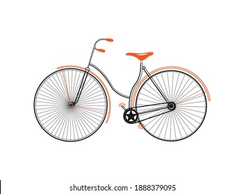 Old bicycle. simple old cycle vector illustration. Vintage two wheel bicycle illustration vector for commercial use. Vector hand drawn illustration bicycle