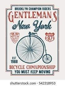 Old Bicycle slogan graphic for t-shirt or other uses., vector illustration.