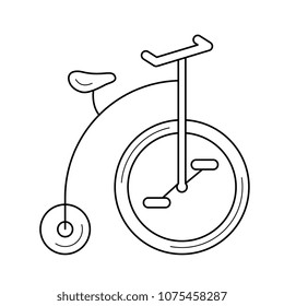 Old bicycle vector line icon isolated on white background. Old vintage bicycle line icon for infographic, website or app. Icon designed on a grid system.