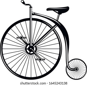 Old bicycle in vector. Vintage bicycle isolated on white background.