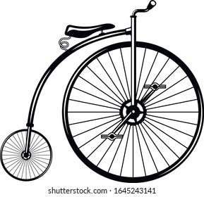 Old bicycle in vector. Vintage bicycle isolated on white background.