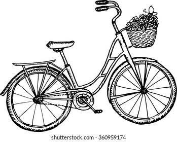 Old bicycle  vintage illustration 