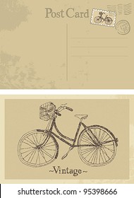 Old bicycle vintage postcard