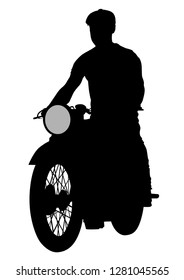 Old big bike and man white background