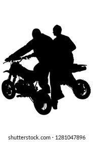 Old big bike and man white background
